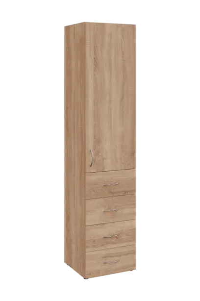 NN 5 - 44ZD skříň vysoká, 4-zásuvková/1-dveřová, pravá, 1800x400x400, dub bardolino